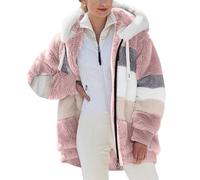 Fleecejacke Hoodie Damen Kapuzenpullover Teddy-Fleece Warm Herbst Wintermantel Stilvoller Reißverschluss Fellmantel Plüschjacke Mit Taschen Wintermantel Teddyjacke Teddyfleece Jacke Schwarz Blau 3xl