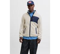 Fleecejacke JACK & JONES "JJTHATCHER FLEECE JACKET", Herren, Gr. M, moonbeam, Web, Obermaterial: 100% Polyester, unifarben, regular fit normal, Jacken (78279946-M) moonbeam