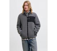 Fleecejacke JACK & JONES "JJTHATCHER FLEECE JACKET", Herren, Gr. S, grau (castlerock), Web, Obermaterial: 100% Polyester, unifarben, regular fit normal, Jacken Fleecejacke (94157259-S) castlerock