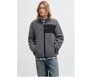 Fleecejacke JACK & JONES "JJTHATCHER FLEECE JACKET", Herren, Gr. S, grau (castlerock), Web, Obermaterial: 100% Polyester, unifarben, regular fit normal, Jacken Fleecejacke (94157259-S) castlerock