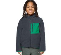 Fleecejacke JACK WOLFSKIN "ICE CURL HOOD JACKET K", Kinder, Gr. 176, phantom, gr, Fleece, Obermaterial: 100% Polyester, normal, hoch geschlossener Ausschnitt, eingesetzt eingefasste Kante, Jacken Flee