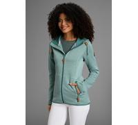 Fleecejacke KANGAROOS, Damen, Gr. 32/34, hell grün, dunkelgrün, Fleece, Obermaterial: 100% Polyester. Kapuzenfutter: 100% Baumwolle, kontrastfarbene Details, unifarben, Basic schmal hüftbedeckend, ein