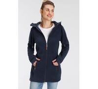 Fleecejacke KANGAROOS, Damen, Gr. 32, blau (marine), Fleece, Obermaterial: 100% Polyester, kontrastfarbene Details, figurbetont Po-bedeckend, mit Daumenlöchern, Jacken Fleecejacke, figurbetonter Schni