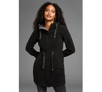 Fleecejacke KANGAROOS, Damen, Gr. 38, schwarz, Fleece, Obermaterial: 100% Polyester, unifarben, figurumspielend, Rundhals, angesetztes Bündchen, Jacken Fleecejacke, mit Kapuze, aus Fleece, mit Kordelz