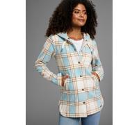 Fleecejacke KANGAROOS, Damen, Gr. 50, braun (with weiß, mint, braun), Fleece, Obermaterial: 100% Polyester, gemustert, kariert, mehrfarbig, regular fit hüftbedeckend, Jacken Fleecejacke, mit bedruckte