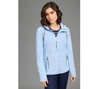 Fleecejacke KANGAROOS, Damen, Gr. 52/54, hell blau, Fleece, Obermaterial: 100% Polyester, kontrastfarbene Details, unifarben mit Farbeinsatz, bequem hüftbedeckend, Jacken Fleecejacke, figurbetonte Pas