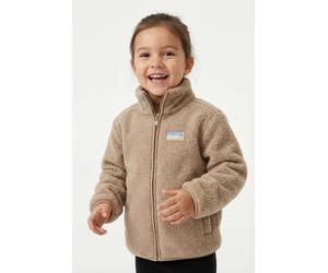 Fleecejacke KIDS ONLY "KOGEVA LIFE TEDDY JACKET CP OTW NOOS", Mädchen, Gr. 122, beige (cuban sand), Plüsch, Obermaterial: 100% Polyester, unifarben, regular fit normal, elastischer Bund, Jacken Fleece