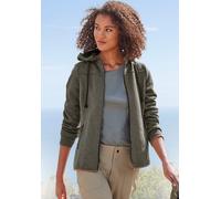 Fleecejacke LASCANA ACTIVE, Damen, Gr. 36/38, grün (olive), Fleece, Obermaterial: 100% Polyester, gemustert, normal, Jacken Fleecejacke, Trekkingjacke mit Kapuze (76139105-36)