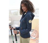 Fleecejacke LASCANA ACTIVE, Damen, Gr. 44/46, blau (marine), Fleece, Obermaterial: 100% Polyester, gemustert, normal, Jacken Fleecejacke, Trekkingjacke mit Kapuze (76916835-44)