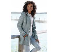 Fleecejacke LASCANA, Damen, Gr. 36/38, blau (petrol), Fleece, Obermaterial: 100% Polyester, unifarben, Jacken Fleecejacke, mit Kapuze (41169436-36) petrol