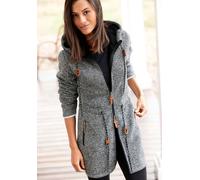 Fleecejacke LASCANA, Damen, Gr. 40/42, grau (anthrazit), Fleece, Obermaterial: 100% Polyester, Jacken Fleecejacke, mit Kapuze (85775507-40) anthrazit
