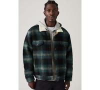 Fleecejacke LEVI'S "TYPE 3 EXT SHERPA TRUCKER", Herren, Gr. XL, grün (gray), Fleece, Obermaterial: 100% Polyester, kariert, hüftlang, angesetztes Bündchen, Jacken Fleecejacke, Druckknopfverschluss, se