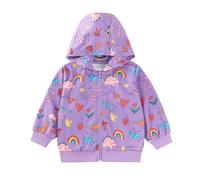 Fleecejacke Mädchen Sweatjacke Kapuzen Zip Up Strickjacke Sweatshirt Dinosaurier Hoodie Pullover Jacke Activewear Langärmel Baumwolle Kleidung für Kinder Herbst Winter Lila Alter 4-5 Jahre 104 110