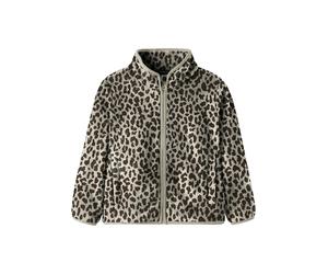 Fleecejacke NAME IT "NMFMEEKO FLEECE JACKET AOP2", Mädchen, Gr. 104, peyote, Fleece, Obermaterial: 100% Polyester, bedruckt, normal, elastischer Bund, Jacken Fleecejacke (46420717-104) peyote