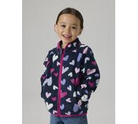 Fleecejacke NAME IT "NMFMEEKO FLEECE JACKET AOP2", Mädchen, Gr. 98, bunt (schwarz sapphire aop:hearts), Fleece, Obermaterial: 100% Polyester, bedruckt, normal, elastischer Bund, Jacken Fleecejacke (86