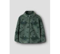 Fleecejacke NAME IT "NMNSPEKTRA FLEECE JACKET AOP FO", Mädchen, Gr. 110, grün (laurel wreath), Fleece, Obermaterial: 100% Polyester, bedruckt, regular fit normal, hoch geschlossener Ausschnitt, Jacken