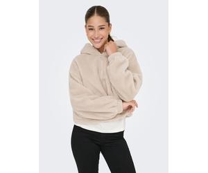 Fleecejacke ONLY "ONLSIENA TEDDY ANORAK LIFE CC OTW", Damen, Gr. XS, grau (pumice stone), Web, Obermaterial: 100% Polyester, unifarben, regular fit, Bündchen, Jacken Fleecejacke (15202369-XS) pumice s
