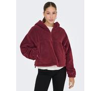 Fleecejacke ONLY "ONLSIENA TEDDY ANORAK LIFE CC OTW", Damen, Gr. XS, rot (cabernet), Web, Obermaterial: 100% Polyester, unifarben, regular fit, Bündchen, Jacken (63738855-XS) cabernet