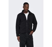 Fleecejacke ONLY & SONS "ONSJASON PRTC FLEECE JACKET OTW NOOS", Herren, Gr. L, schwarz, Fleece, Obermaterial: 100% Polyester, unifarben, regular fit normal, ohne Ausschnitt, elastischer Bund, Jacken F