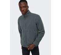Fleecejacke ONLY & SONS "ONSJASON PRTC FLEECE JACKET OTW NOOS", Herren, Gr. M, grau pinstripe, Fleece, Obermaterial: 100% Polyester, unifarben, regular fit normal, ohne Ausschnitt, elastischer Bund, J