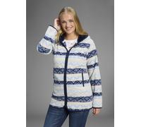 Fleecejacke POLARINO, Damen, Gr. 44, blau, woll weiß, Fleece, Obermaterial: 100% Polyester. Kapuzenfutter: 100% Polyester, bedruckt, ethno, gemustert, kontrastfarbene Details, mehrfarbig, bequem Po-be