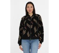 Fleecejacke RAGWEAR "CAIRRO PRINT", Damen, Gr. XXL, schwarz, Fleece, Obermaterial: 100% Polyester, gemustert, Basic hüftlang, Rundhals, Jacken Fleecejacke (14293062-XXL) schwarz