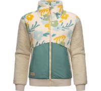 Ragwear leichte Damen Fleecejacke Kurze Teddyfleece-Jacke warm Plüschjacke mit Blumen-Muster Madaras Flower Beige Gr. 4XL