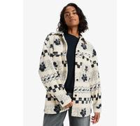 Fleecejacke ROXY "MORNING CRUSH SHACKET", Damen, Gr. L (40), parchment morning crush, Obermaterial: 100% Polyester, Jacken Fleecejacke, mit Kapuze, aus Polyester, sportlicher Stil (39870639-L) parchme