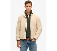 Fleecejacke SUPERDRY "OUTDOOR FULL ZIP FLEECE", Herren, Gr. 3XL, weiß (oatmeal beige), Fleece, Obermaterial: 100% Polyester, unifarben, relaxed fit hüftlang, Jacken Fleecejacke (45957235-XXXL) oatmeal