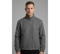 Fleecejacke TOMMY JEANS "TJM ESSENTIAL WOOL PADDED", Herren, Gr. L, mid grau heather, Web, Obermaterial: 75% Polyester, 25% Wolle, relaxed fit normal, elastischer Bund, Jacken Fleecejacke, relaxed fit