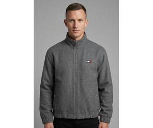Fleecejacke TOMMY JEANS "TJM ESSENTIAL WOOL PADDED", Herren, Gr. M, mid grau heather, Web, Obermaterial: 75% Polyester, 25% Wolle, relaxed fit normal, elastischer Bund, Jacken Fleecejacke, relaxed fit