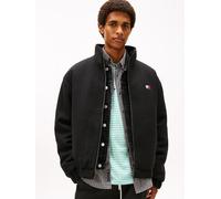 Fleecejacke TOMMY JEANS "TJM ESSENTIAL WOOL PADDED", Herren, Gr. XXL, schwarz, Web, Obermaterial: 75% Polyester, 25% Wolle, relaxed fit normal, elastischer Bund, Jacken Fleecejacke, relaxed fit, Stehk