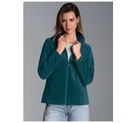 Fleecejacke TRIGEMA "TRIGEMA Taillierte Fleecejacke", Damen, Gr. S, blau (saphir), Fleece, 100% Polyester, lang, Jacken Fleecejacke (59511069-S) saphir