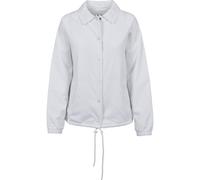 Fleecejacke URBAN CLASSICS "Urban Classics Damen Ladies Coach Jacket", Damen, Gr. XS, weiß, 100% Polyester, unifarben, loose fit, amerikanischer Ausschnitt, Jacken Fleecejacke (19562236-XS) weiß
