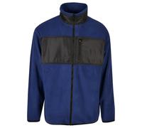 Fleecejacke URBAN CLASSICS "Urban Classics Herren Patched Micro Fleece Jacket", Jungen, Gr. M, spaceblau, 100% Polyester, unifarben, oversize, Rundhals, Jacken Fleecejacke (88021835-M)