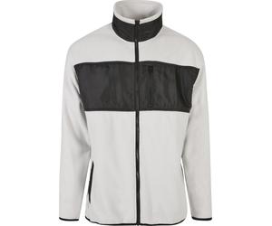 Fleecejacke URBAN CLASSICS "Urban Classics Herren Patched Micro Fleece Jacket", Jungen, Gr. M, wolfgrau, 100% Polyester, unifarben, oversize, Rundhals, Jacken Fleecejacke (17958747-M) wolfgrau