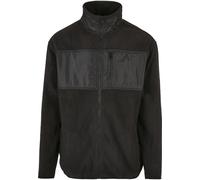 Fleecejacke URBAN CLASSICS "Urban Classics Herren Patched Micro Fleece Jacket", Jungen, Gr. S, schwarz, 100% Polyester, unifarben, oversize, Rundhals, Jacken Fleecejacke (89236926-S) schwarz