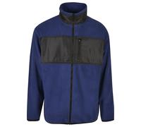 Fleecejacke URBAN CLASSICS "Urban Classics Herren Patched Micro Fleece Jacket", Jungen, Gr. XL, spaceblau, 100% Polyester, unifarben, oversize, Rundhals, Jacken Fleecejacke (88021835-XL) spaceblau
