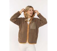 Kapuzensweatjacke ZWILLINGSHERZ "Classic", Damen, Gr. S, taupe, Plüsch, Obermaterial: 100% Polyester, kontrastfarbene Details, unifarben, hüftbedeckend, ohne Ausschnitt, gerader Abschluss kontrastfarb
