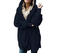 fleecejacken für frauen,Damen Fleecejacke mit Kapuze Oversize Teddy Flauschige Pullover Hoodie Jacke Lang Fleece Gefütterte Sweatshirt Große Größen Winter Warm Plüsch Teddyjacke Kuschel Strickjacke