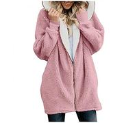 Fleecemantel Damen Mit Kapuze Dame Fleecejacke Lang Große Größen Gefüttert Outdoor Teddy Übergang Elegant Winter Übergangsparka Reisverschuss Fleece Longjacke Winterjacke PlüSch Warm Kapuzenmantel