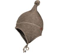 Fleecemütze MAXIMO, Jungen, Gr. 49, braun, Fleece, Wolle, unifarben, Mützen Fleecemütze, aus Wollfleece mit Pompon und Bindeband (51503208-49)