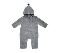 Fleeceoverall MAXIMO, Jungen, Gr. 62, N-Gr, grau, Fleece, Obermaterial: 100% Wolle. Futter: 95% Baumwolle, 5% Elasthan, lang, Krempelärmel, Overalls Fleeceoverall, mit Zipfelkapuze mit Pompon und Reiß