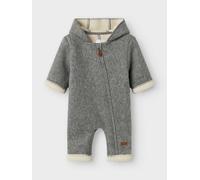 Fleeceoverall NAME IT "NBNMILY SUIT2", Mädchen, Gr. 74/80, N-Gr, grau (light grau melange), Fleece, Obermaterial: 90% Polyester, 10% Wolle, unifarben, regular fit normal, Overalls (25953604-74) light