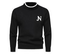 Fleecepullover Herren - Männere Winter Beiläufige Einfache Druck Lange Hülsen Im Freien Gestrickte Wollpullover Oberteile (Black XXL)