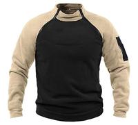Fleecepullover Herren Militär Outdoor Fleecejacke Warme Tactical Combat Fleece Pullover Taktische Jacke Fleece Jacket Winterpullover Sport Jumper Tops Army Winddichte Pullover Khaki 3XL
