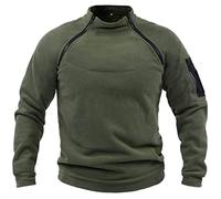 Fleecepullover Herren Militär Outdoor Fleecejacke Warme Tactical Combat Fleece Pullover Taktische Jacke Fleece Jacket Winterpullover Sport Jumper Tops Army Winddichte Pullover Grün 3XL