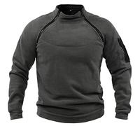 Fleecepullover Herren Militär Outdoor Fleecejacke Warme Tactical Combat Fleece Pullover Taktische Jacke Fleece Jacket Winterpullover Sport Jumper Tops Army Winddichte Pullover Grau 3XL