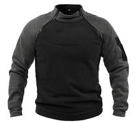 Fleecepullover Herren Militär Outdoor Fleecejacke Warme Tactical Combat Fleece Pullover Taktische Jacke Fleece Jacket Winterpullover Sport Jumper Tops Army Winddichte Pullover Grau 4XL