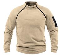 Fleecepullover Herren Militär Outdoor Fleecejacke Warme Tactical Combat Fleece Pullover Taktische Jacke Fleece Jacket Winterpullover Sport Jumper Tops Army Winddichte Pullover Khaki L